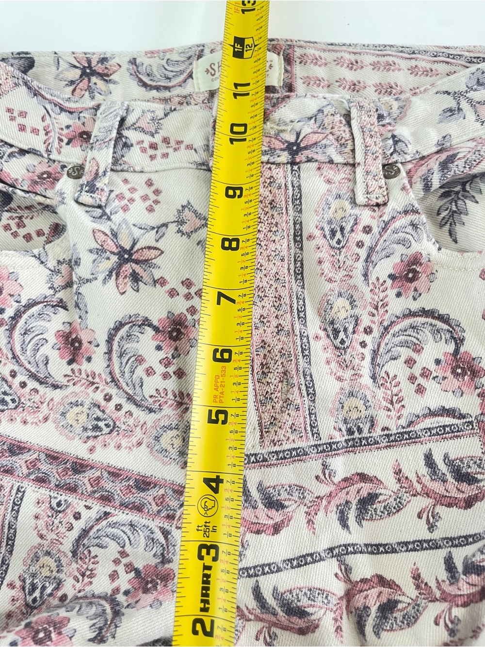 Shyanne Bell Bottom Jeans 30 Cream Floral Patchwork Frayed Boho Western - Picture 7 of 9